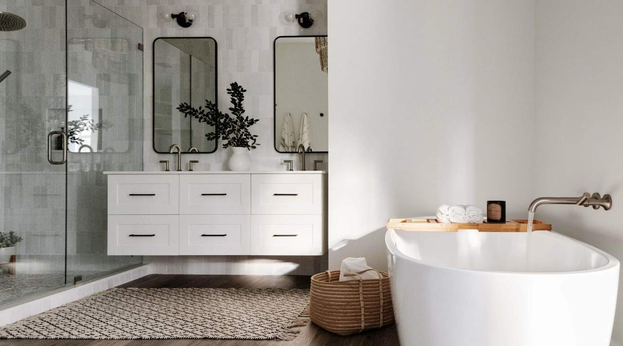 modern crisp white bathroom